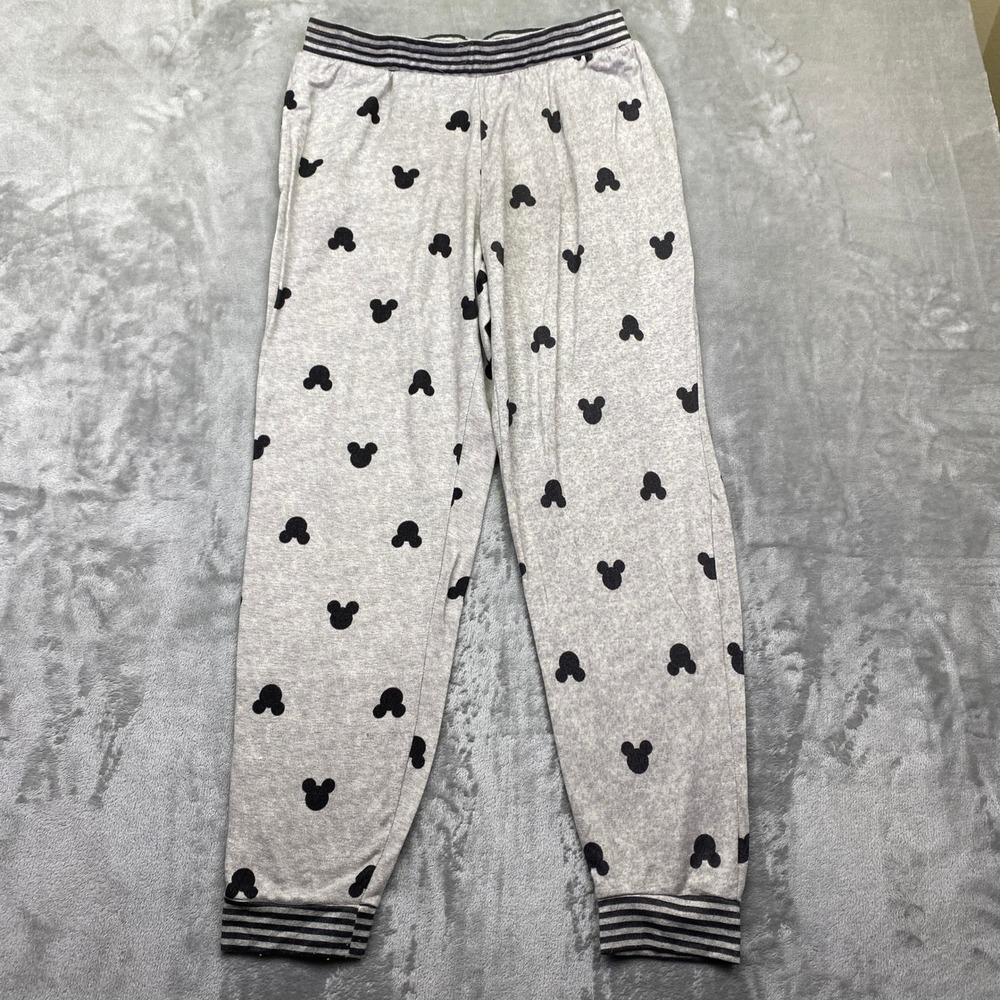Disney Mickey Mouse Pajama‎ Set Gray Long Sleeve Top Pants Women's Medium - Picture 3 of 16